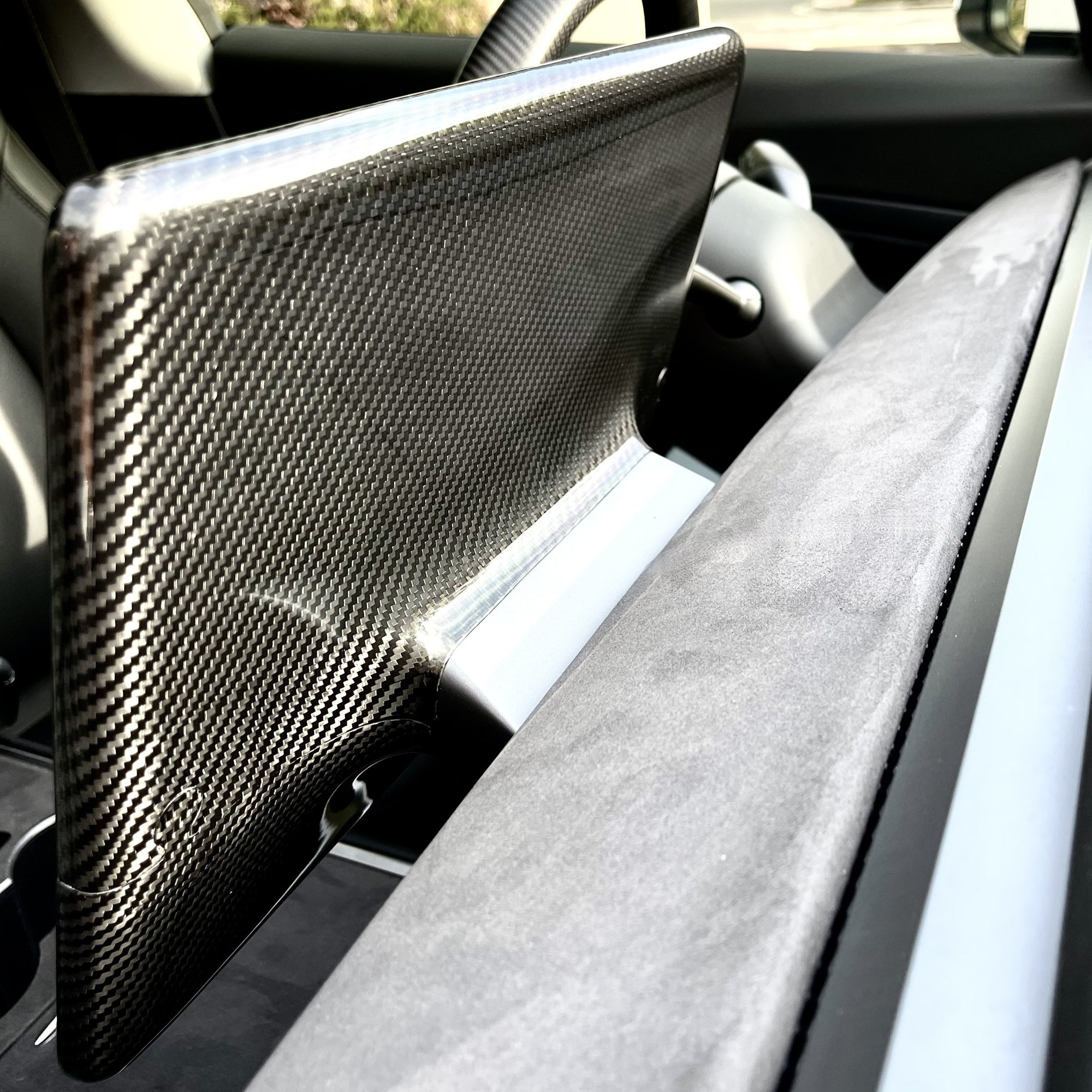 Model 3 &amp; Y Display Back Overlay - Real Molded Carbon Fiber