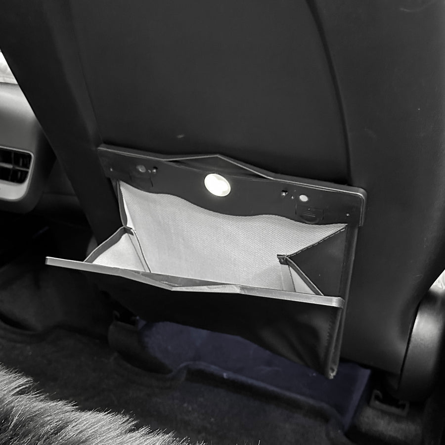 Model 3 & Y Backseat Storage Pouch & Trash Bin - with LED Light