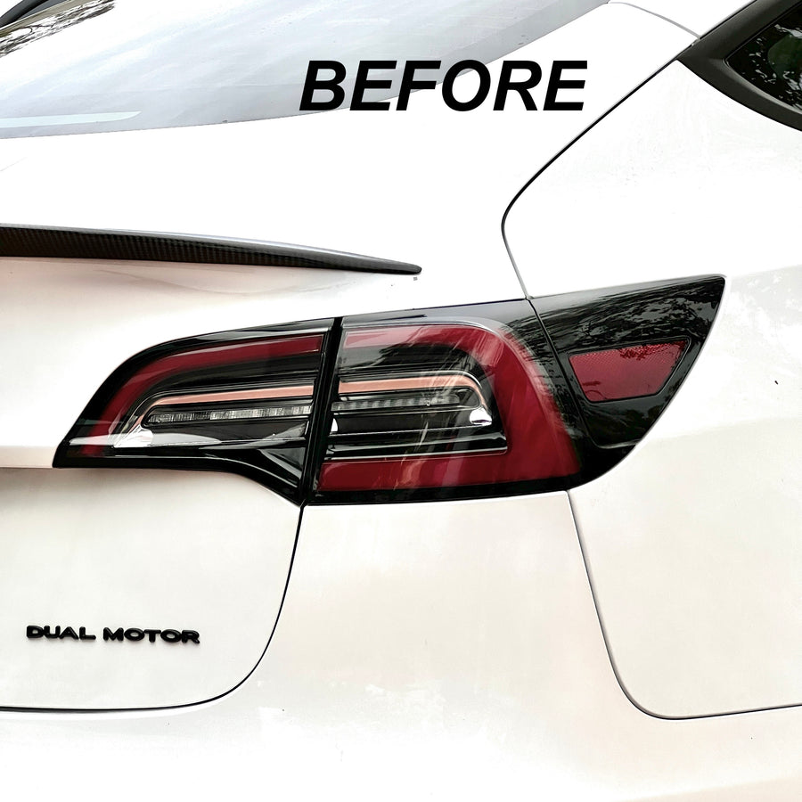 Model 3 & Y Smoked Taillights & Charging Ports Vinyl Wrap Overlays (1 or 2 Pairs)