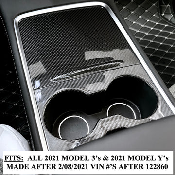 2021+ | Model 3 & Y Center Console Overlays (Gen. 2) - Real Molded Carbon Fiber