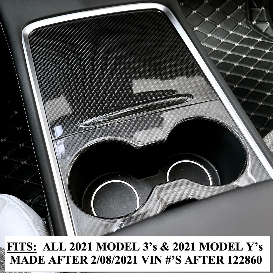 2021-2023 | Model 3 & Y Center Console Overlays (Gen. 2) - Real Molded Carbon Fiber