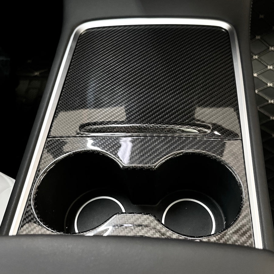 2021+ | Model 3 & Y Center Console Overlays (Gen. 2) - Real Molded Carbon Fiber