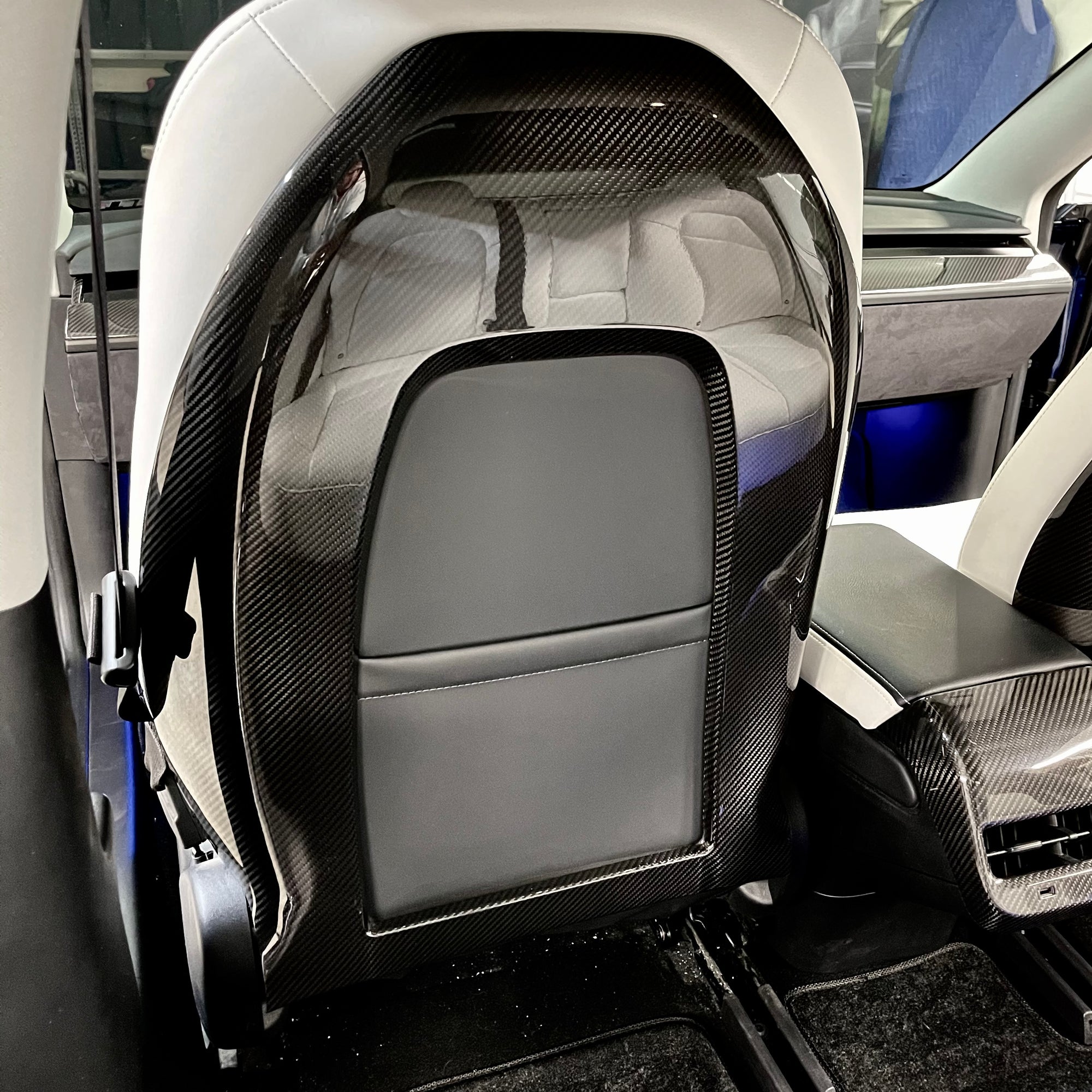 Model 3 &amp; Y Seat Back Overlays (1 Pair) - Real Molded Carbon Fiber