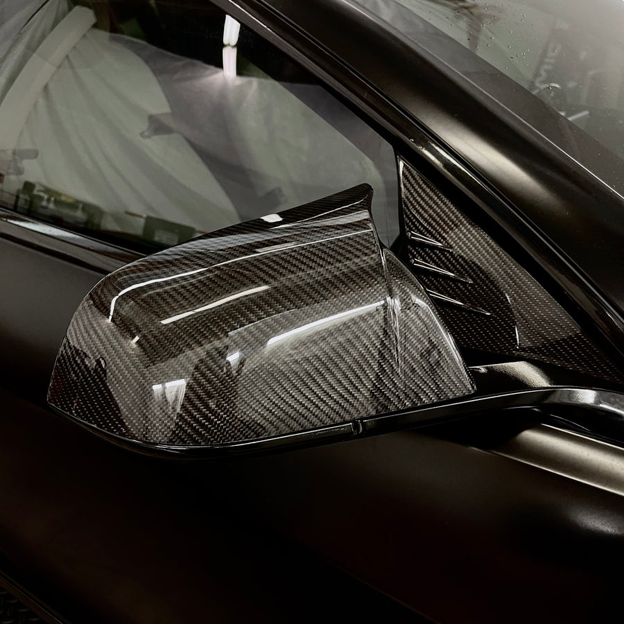 Model 3 GT Style Side View Mirror Overlays (1 Pair) - Real Molded Carbon Fiber