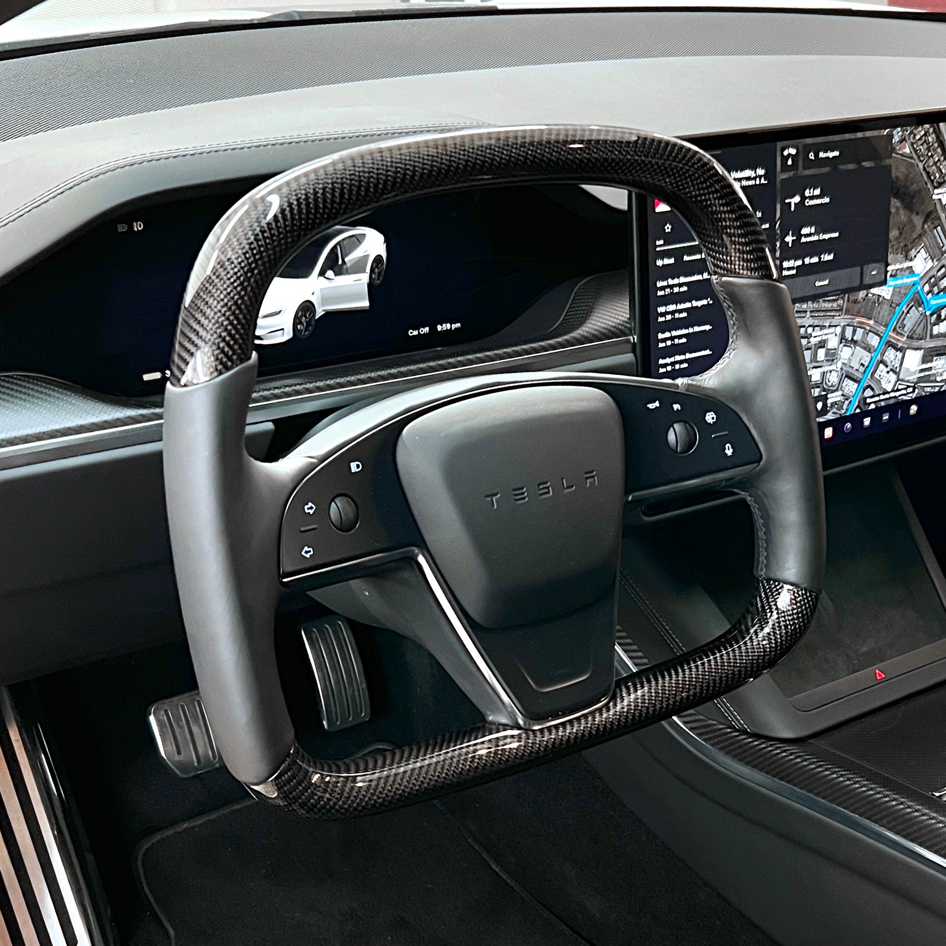 2021-2023 | Model S & X Yoke D-Round Steering Wheel - Real Molded