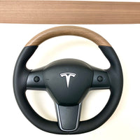 Model 3 & Y - Open Pore Wooden Steering Wheel Top Only