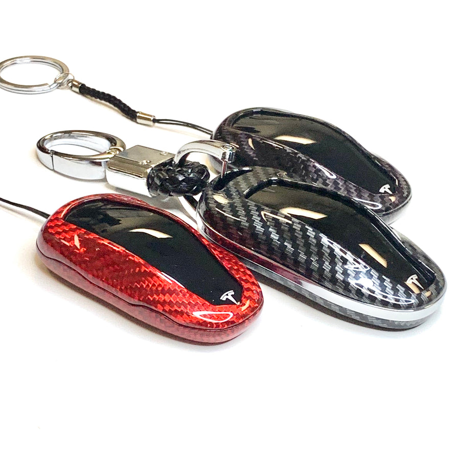 Chrome Black Car TESLA Key Chain Key Fob Ring for Model 3 Y S X Roadster