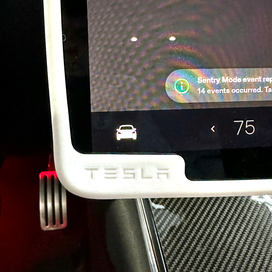 Model 3 & Y Display Screen Frame Protector Wider TESLA Embossed - Black or White