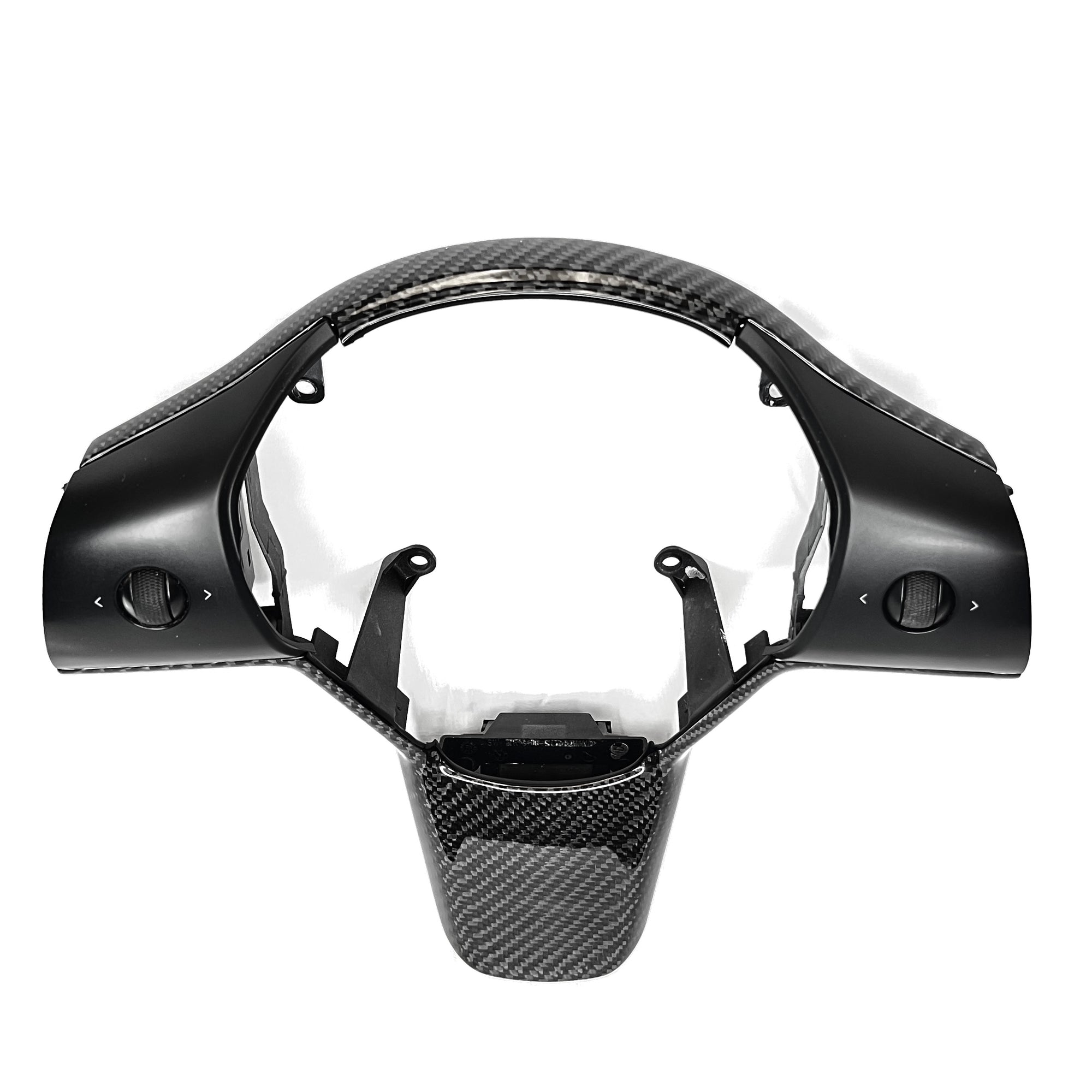 Model 3 &amp; Y Yoke Style Steering Wheel - Carbon Fiber &amp; White Leather Handles