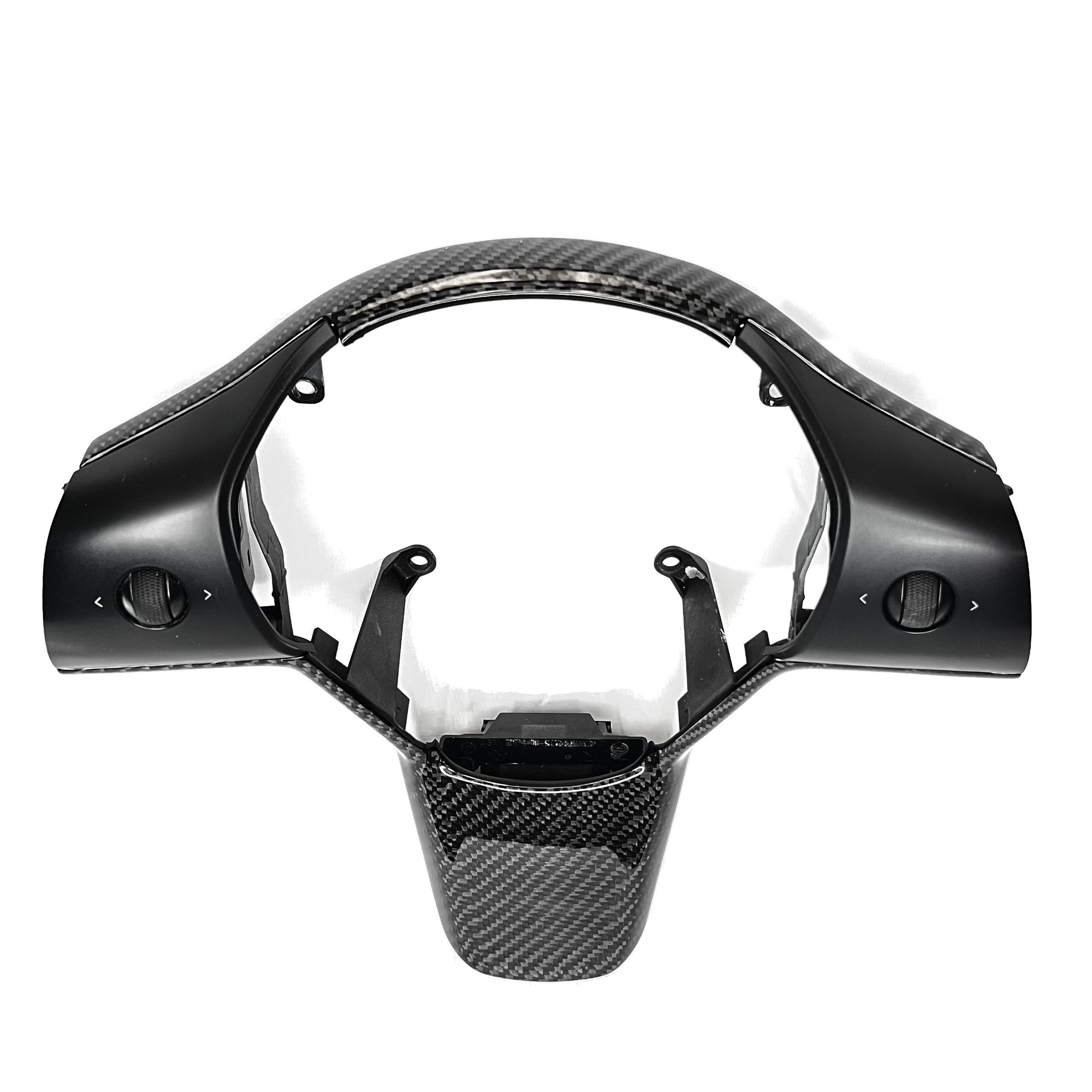 Model 3 &amp; Y Yoke Style Steering Wheel - Carbon Fiber &amp; White Leather Handles