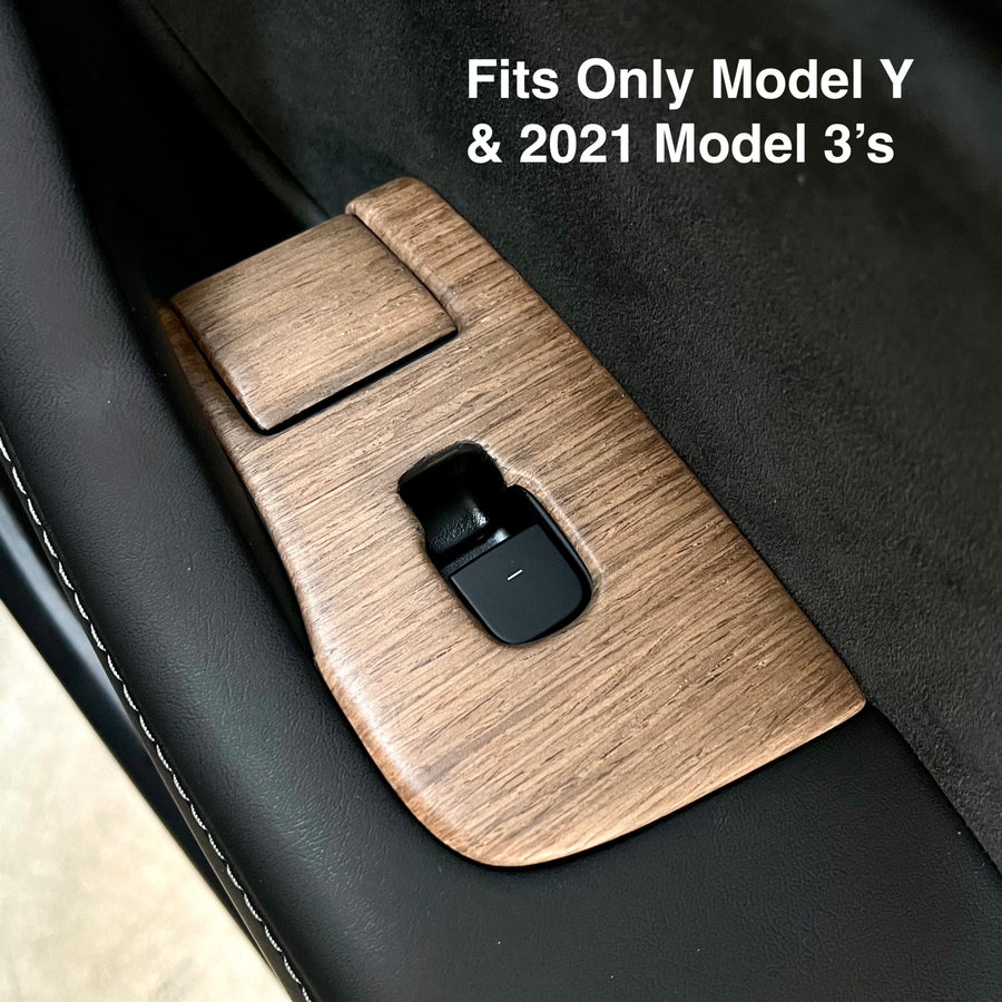 Model 3 & Y Door Switch Overlays (10 Pieces) - Real Open-Pore Wood Veneers