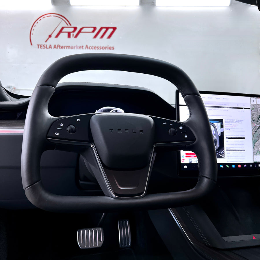 2021+ | Model S & X Leather Yoke D-Round Steering Wheel