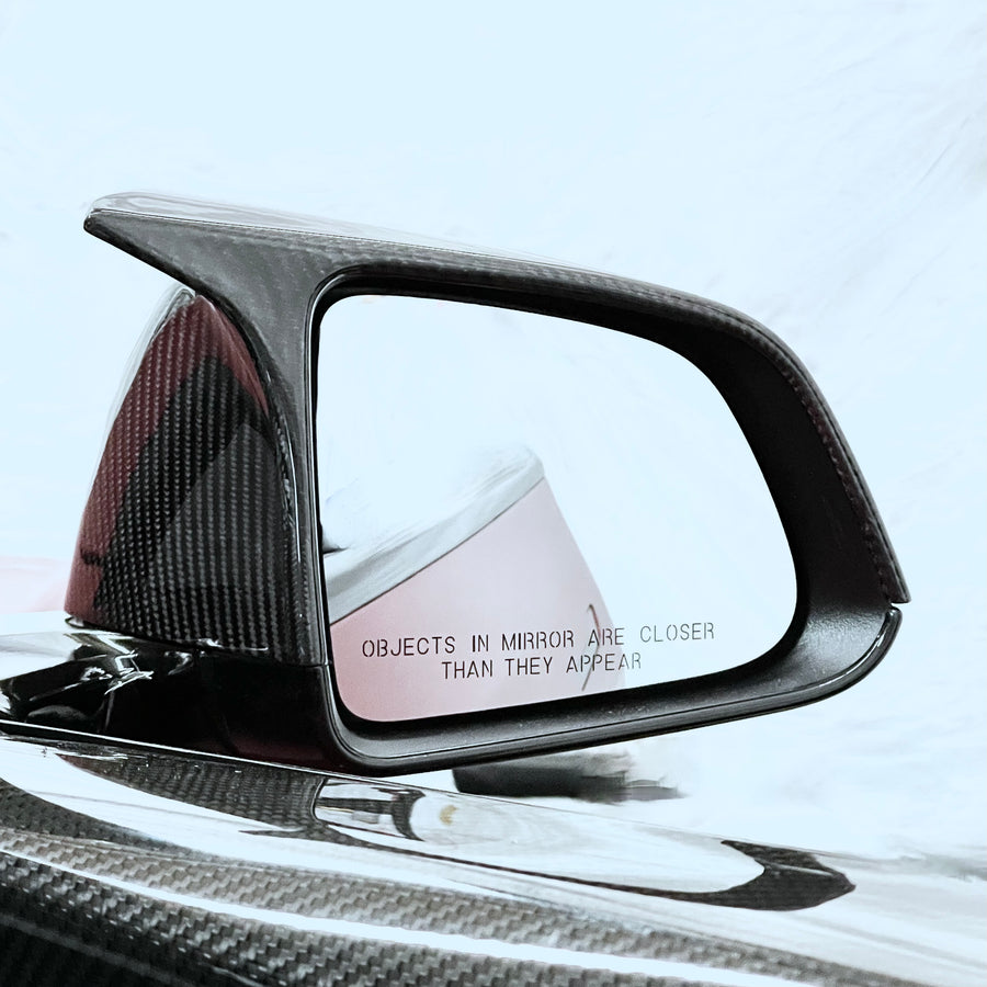 Model Y GT Style Side View Mirror Overlays (1 Pair) - Real Molded Carbon Fiber