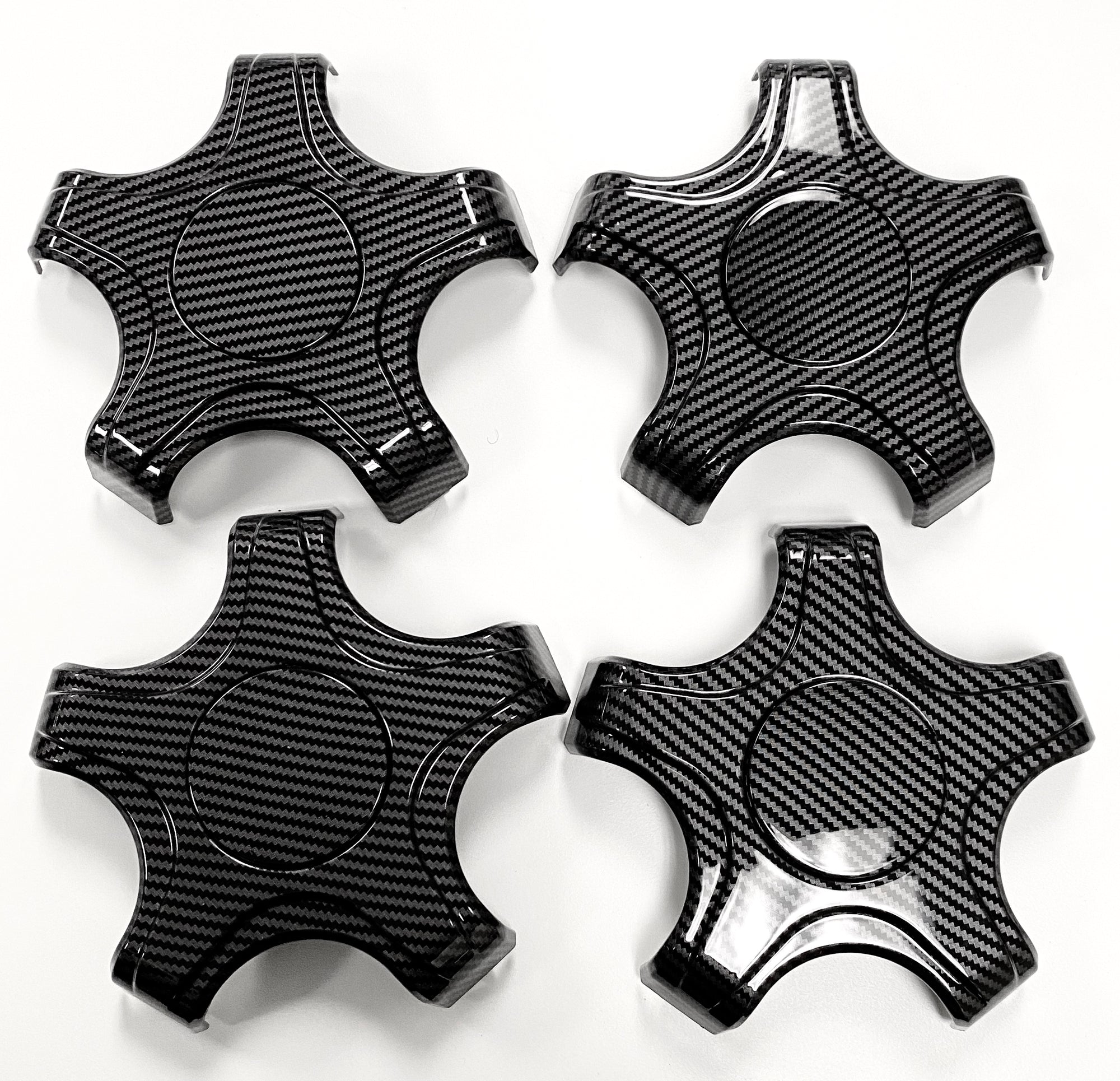Model 3 18&quot; Aero Wheel Center Hub Caps (Set of 4) - Hydro Carbon Fiber Coated