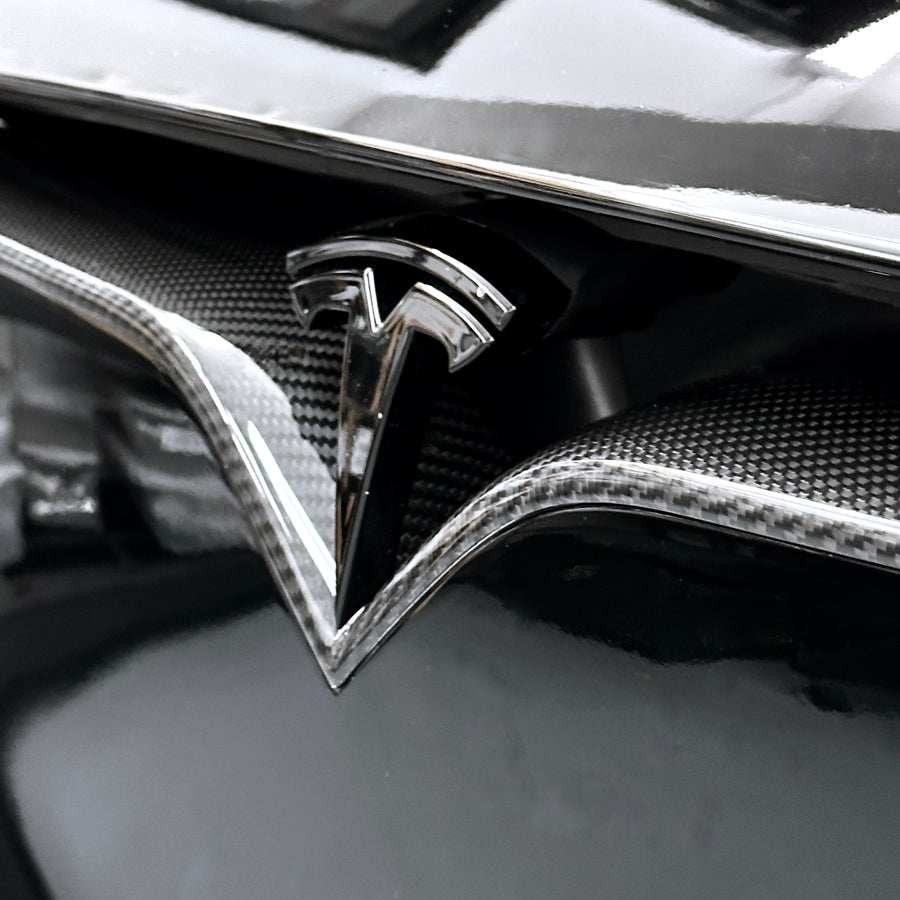 2015-2021 Model S Front End Inlay - Real Molded Carbon Fiber