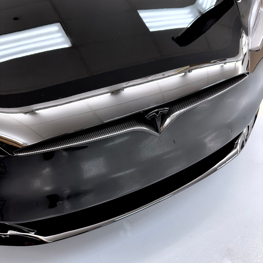 2015-2021 Model S Front End Inlay - Real Molded Carbon Fiber