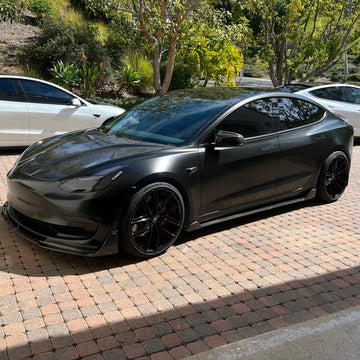 Model 3 Razzo Side Skirts Solid Back Style (1 Pair) - Real Molded Carbon Fiber