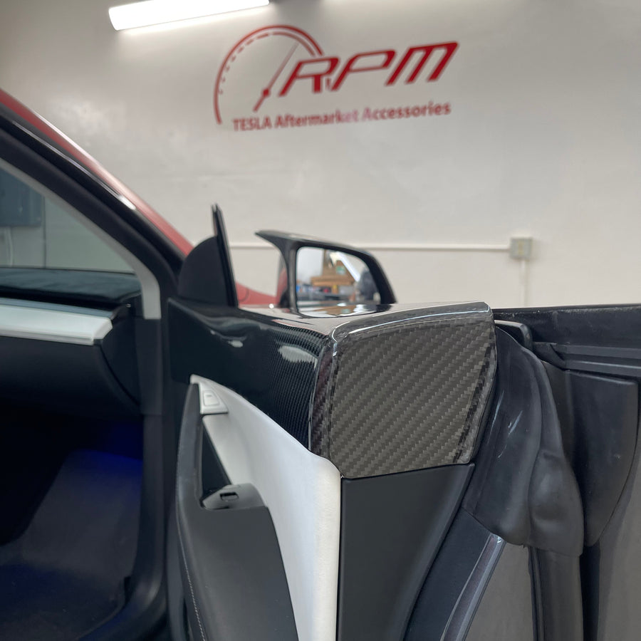 Model Y Front Door Panel Overlays (1 Pair) - Real Molded Carbon Fiber