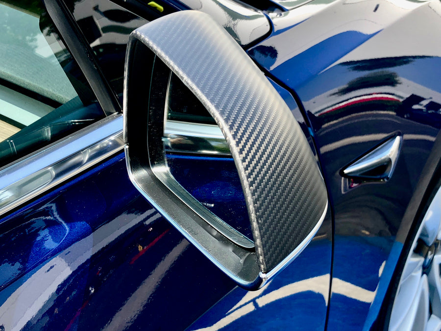 Model 3 Side View Mirror Overlays (1 pair) - Real Molded Carbon Fiber