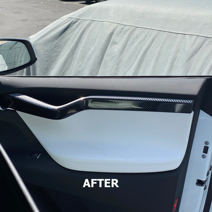 Model X Interior Door Handle Conversion Kit - Hydro Carbon Fiber Coated