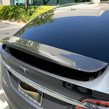 Model X Spoiler Overlay - Real Molded Carbon Fiber