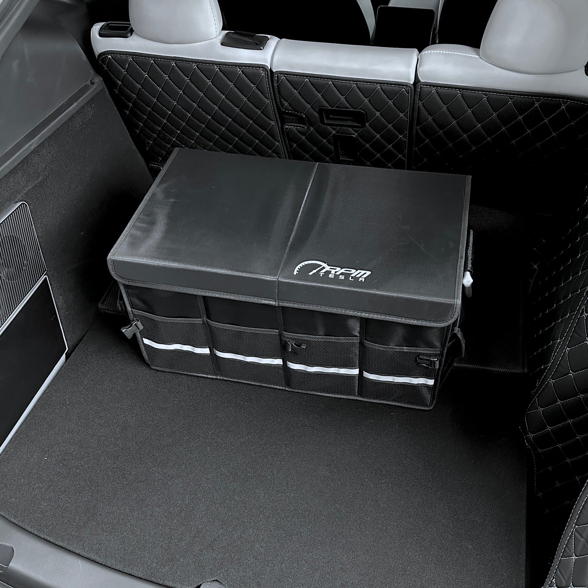 Organizer Per Bagagliaio Spigen - Pieghevole Per Tesla Model Y/3/S/X | Nero Con Motivo Carbonio - Foto 10