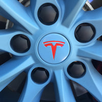 Model S, 3, X & Y Center Wheel Hub Inner T Vinyl Decal Wrap (5 Piece)