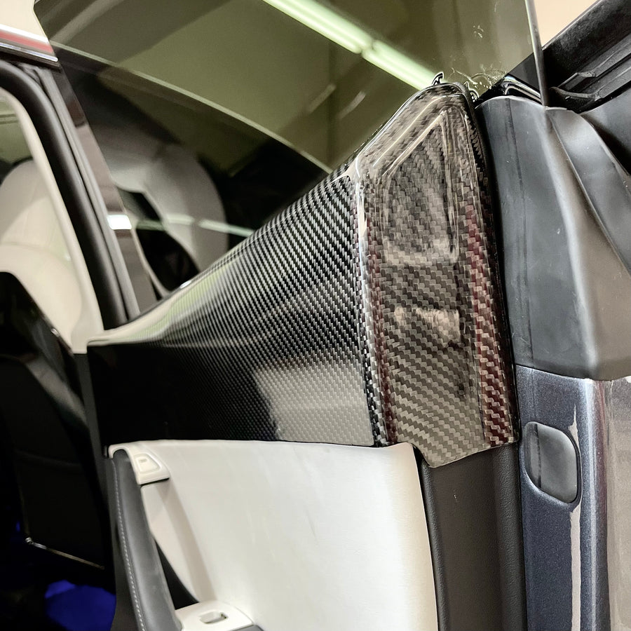 Model Y Rear Door Panel Overlays (1 Pair) - Real Molded Carbon Fiber
