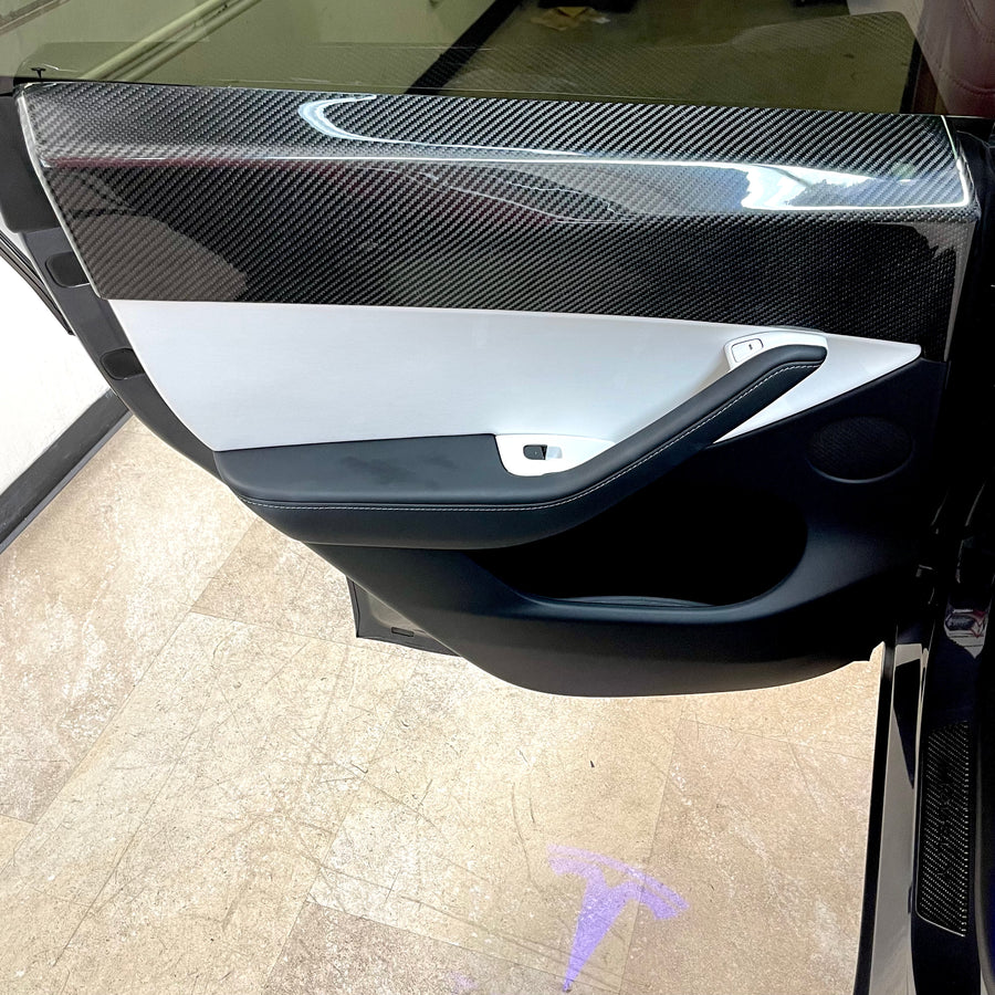 Model Y Rear Door Panel Overlays (1 Pair) Real Molded Carbon Fiber