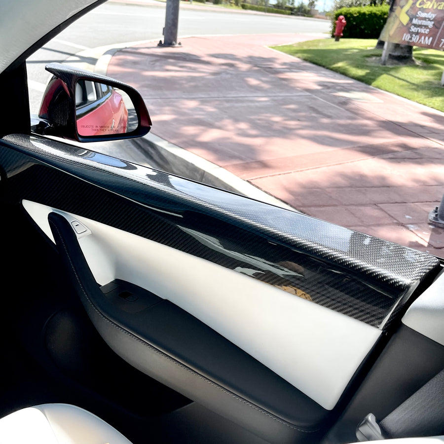 Model Y Front Door Panel Overlays (1 Pair) - Real Molded Carbon Fiber