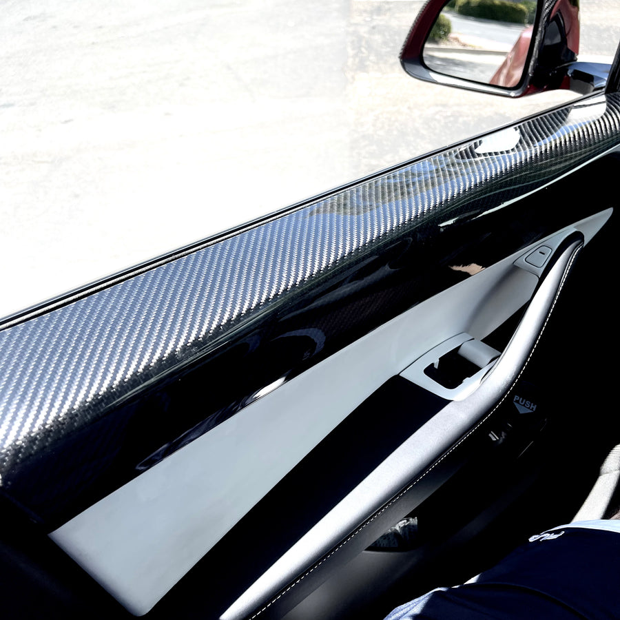 Model Y Front Door Panel Overlays (1 Pair) - Real Molded Carbon Fiber