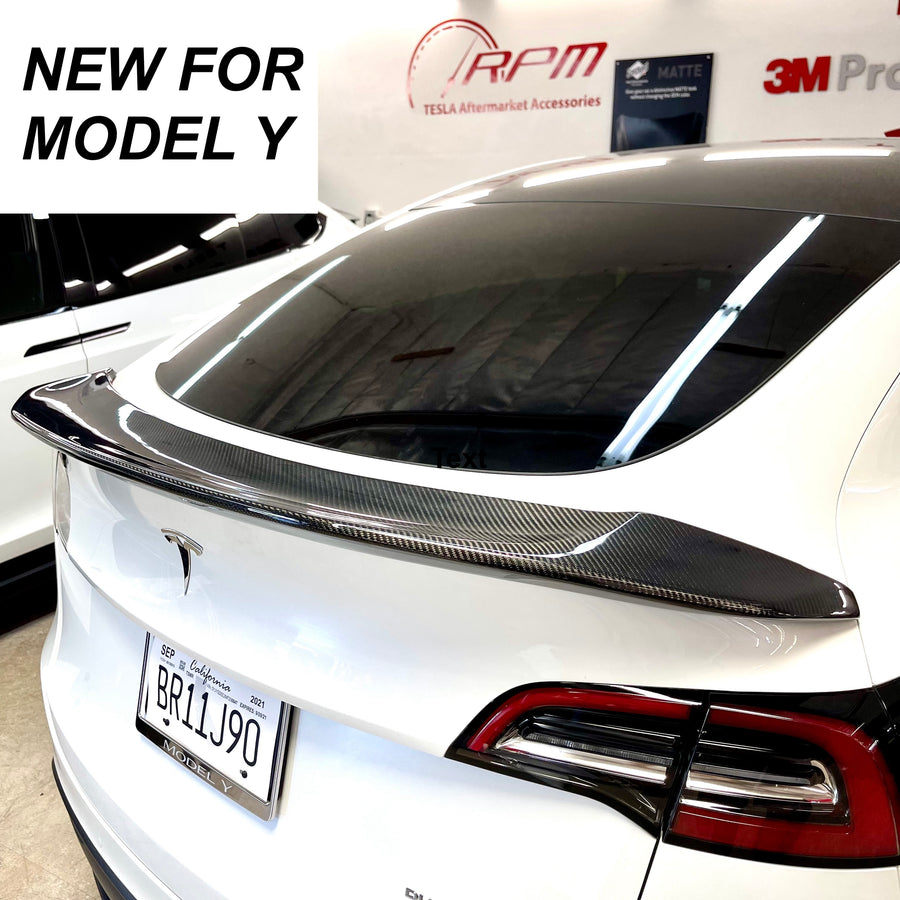 Model Y Jupiter V-Style Spoiler - Real Molded Carbon Fiber