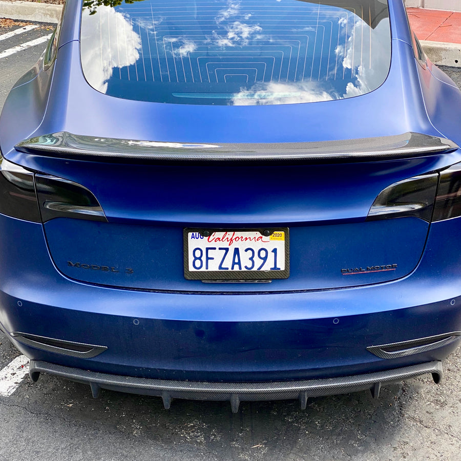 V-Style Spoiler Real Molded Carbon Fiber For Tesla Model 3 2017-2023 