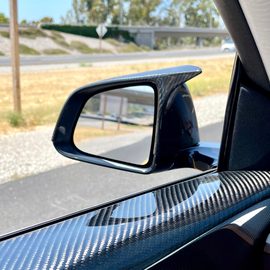 Model Y GT Style Side View Mirror Overlays (1 Pair) - Real Molded Carbon Fiber