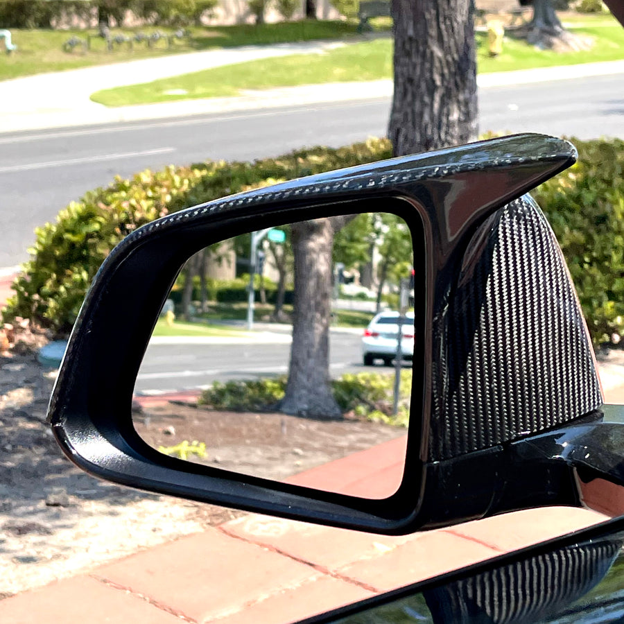 Model Y GT Style Side View Mirror Overlays (1 Pair) - Real Molded Carbon Fiber