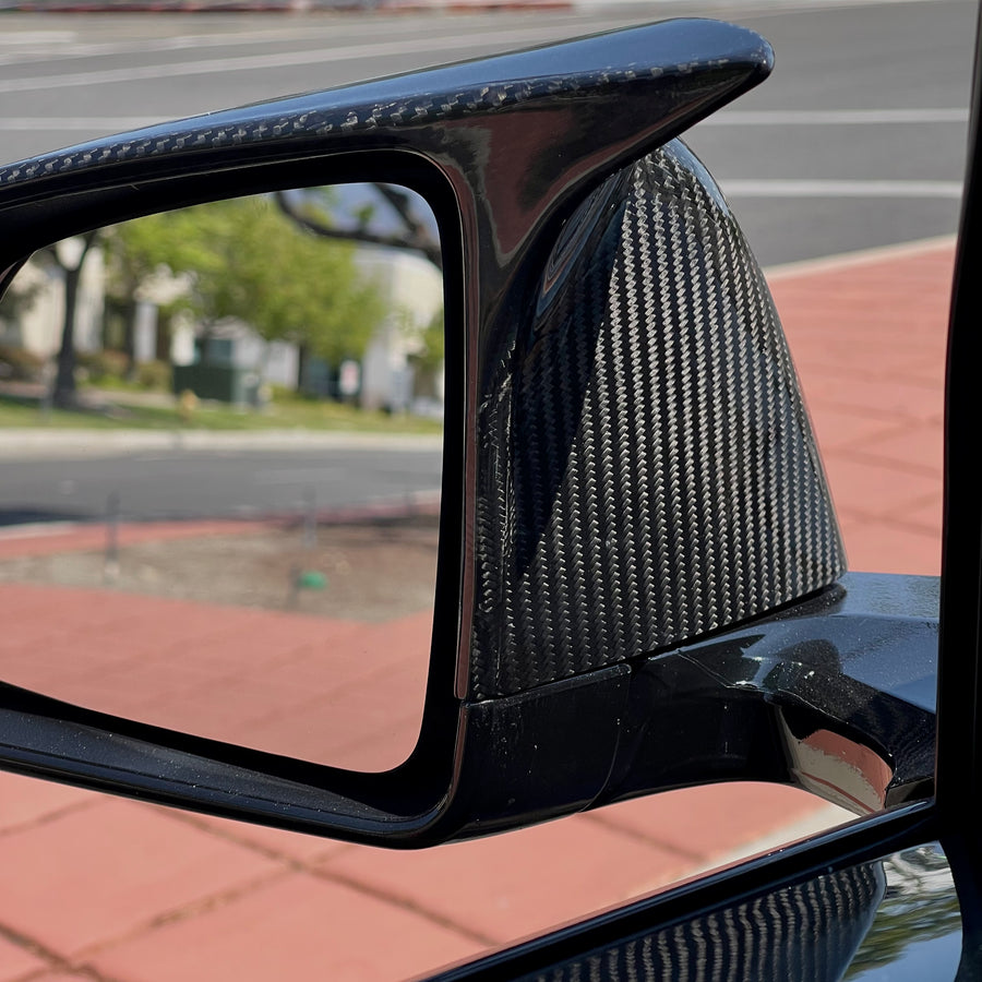 Model Y GT Style Side View Mirror Overlays (1 Pair) - Real Molded Carbon Fiber