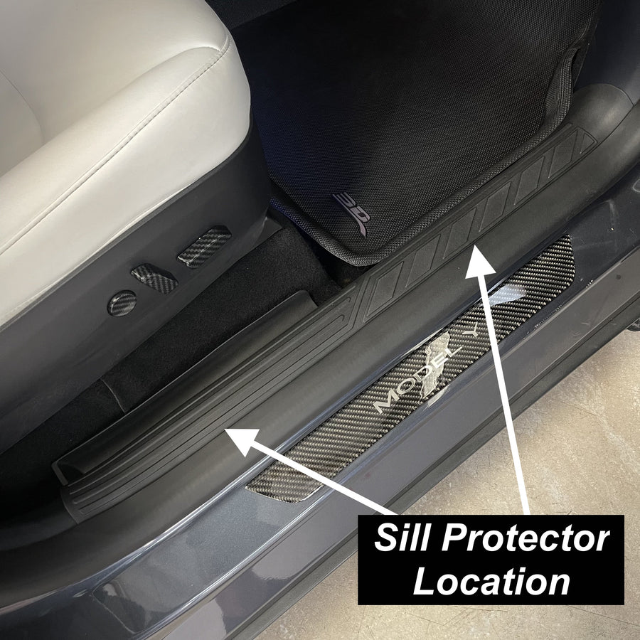for Tesla Model Y 2020-2023 Black Rear Door Sill Protector PC Plastic