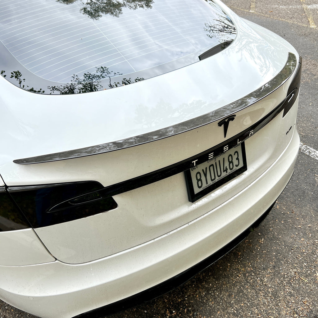2012-2026 | Model S Plaid Spoiler Flat Style - Real Dry Molded Carbon ...