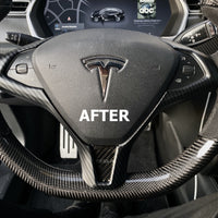 Model S & X Steering Wheel Bezel Cap - Hydro Carbon Fiber Coated