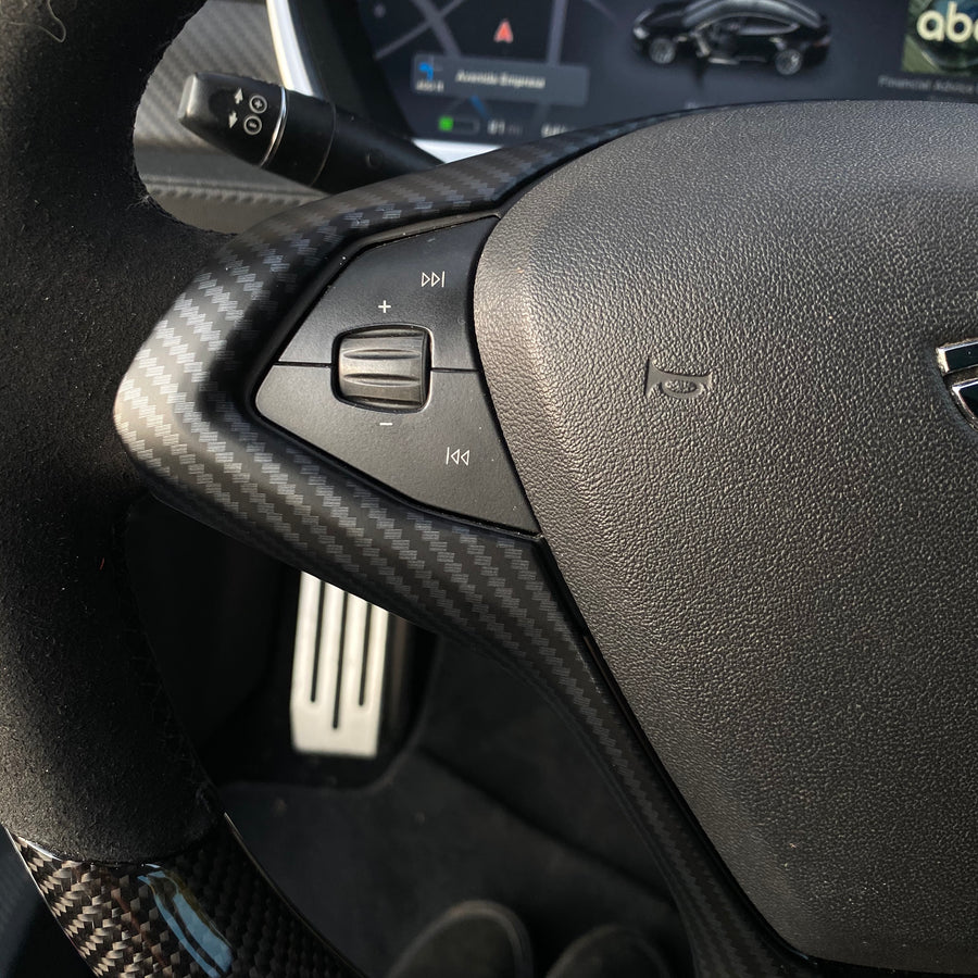 Model S & X Steering Wheel Bezel Cap - Hydro Carbon Fiber Coated