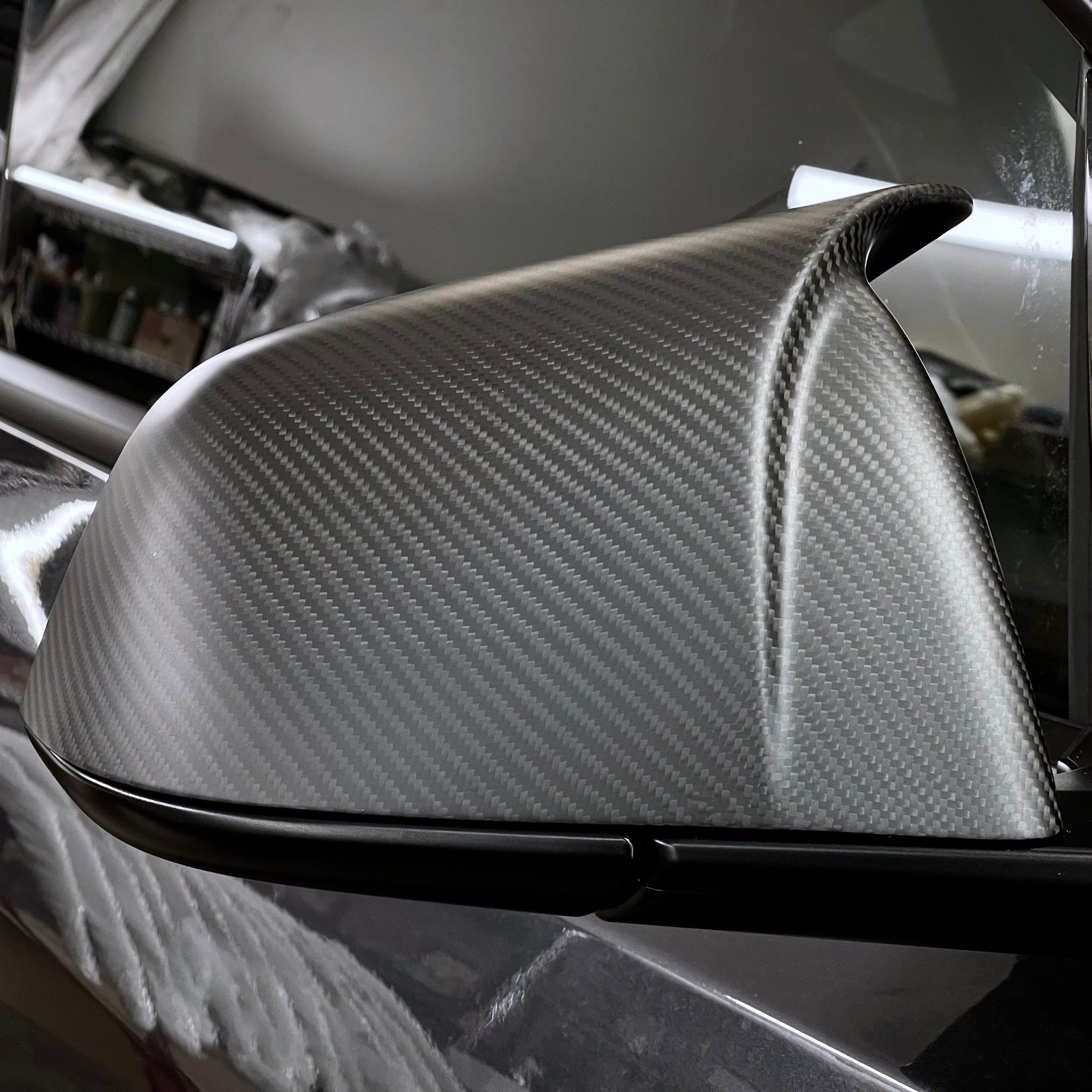 2020-2024 | Model Y GT Style Side View Mirror Overlays (1 Pair) - Real Molded Carbon Fiber