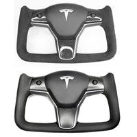 Model 3 & Y Yoke Style Steering Wheel - Alcantara or Leather Handles - Imported