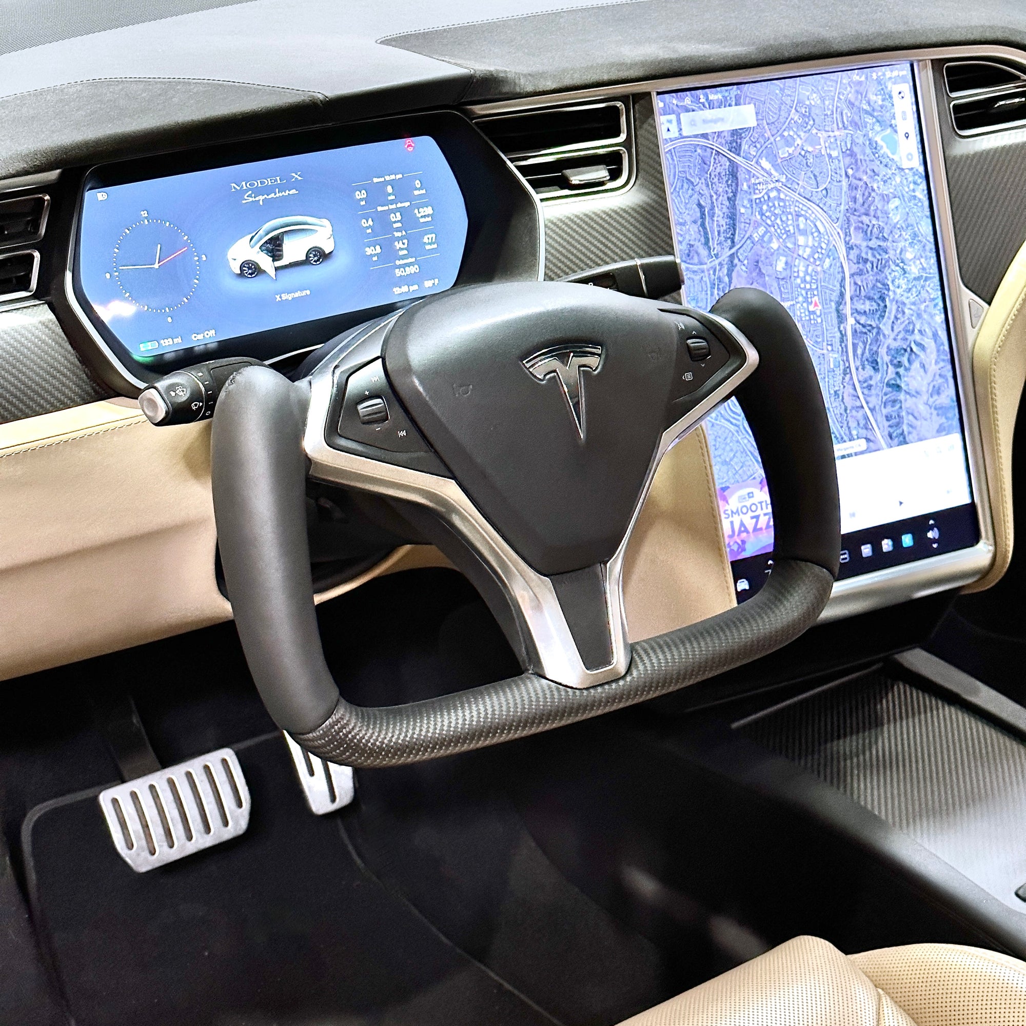 2012-2020 | Model S &amp; X Yoke Steering Wheel - Real Molded Carbon Fiber