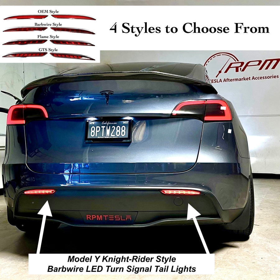 Model Y Knight-Rider Rear Bumper Reflector LED Upgrade (1 pair) - 4 Styles