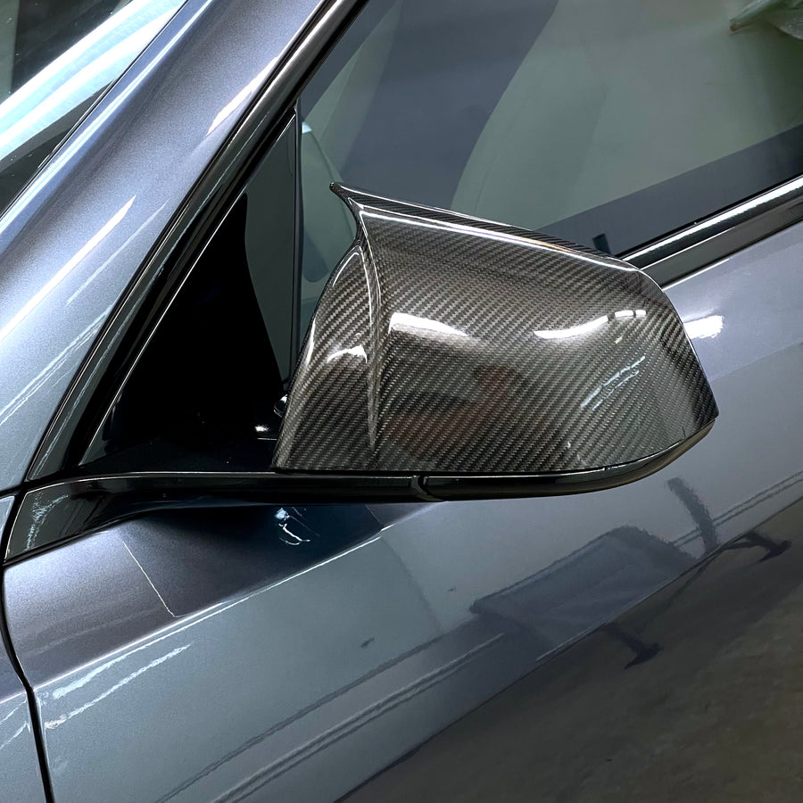 Model Y GT Style Side View Mirror Overlays (1 Pair) - Real Molded Carbon Fiber