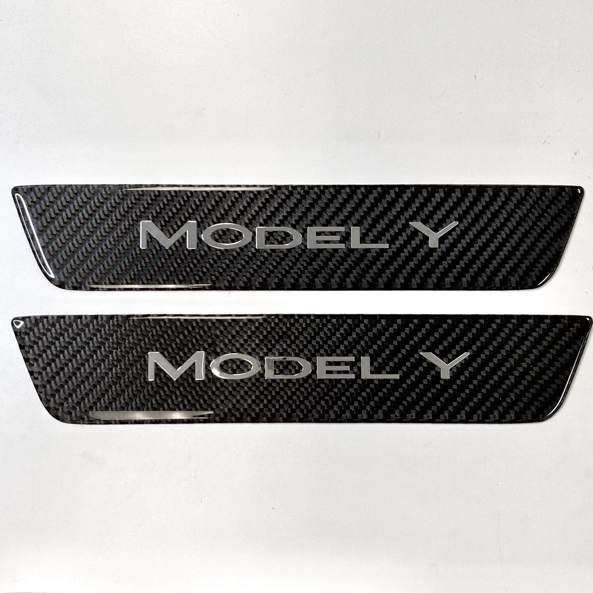 Model Y Door Sill Covers Front &amp; Rear (1 Pair) - Flexible Urethane Carbon Fiber