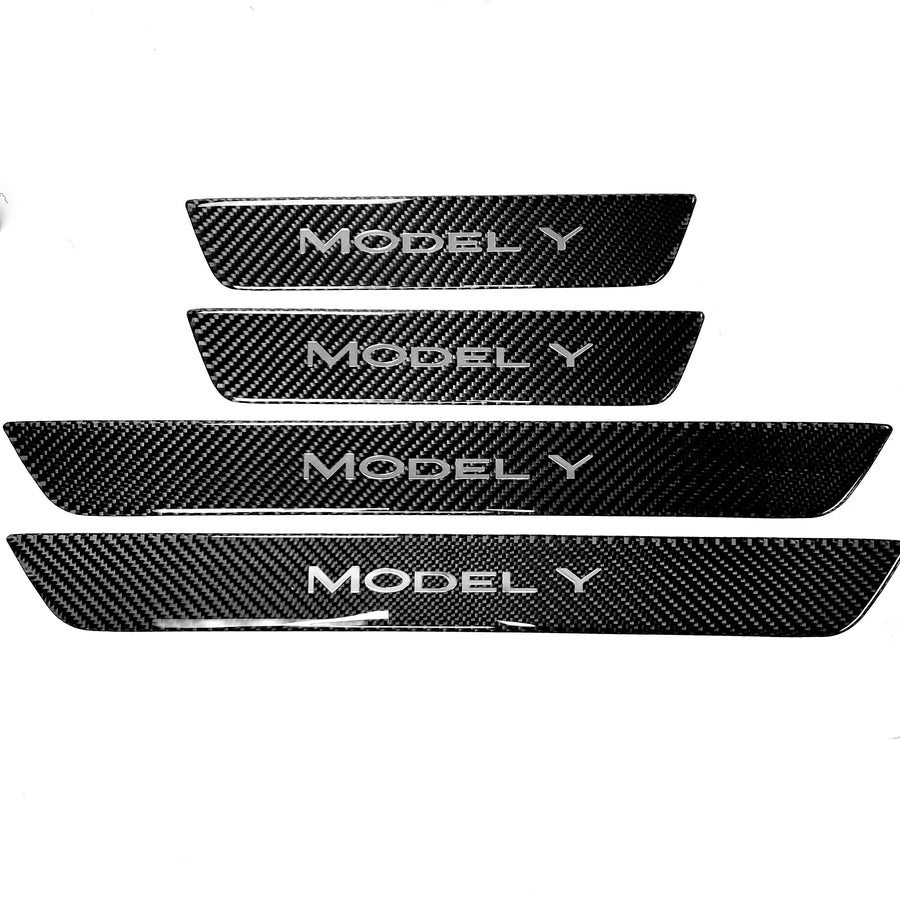 Model Y Molded Carbon Fiber Molded Door Sill Covers (1 Pair)