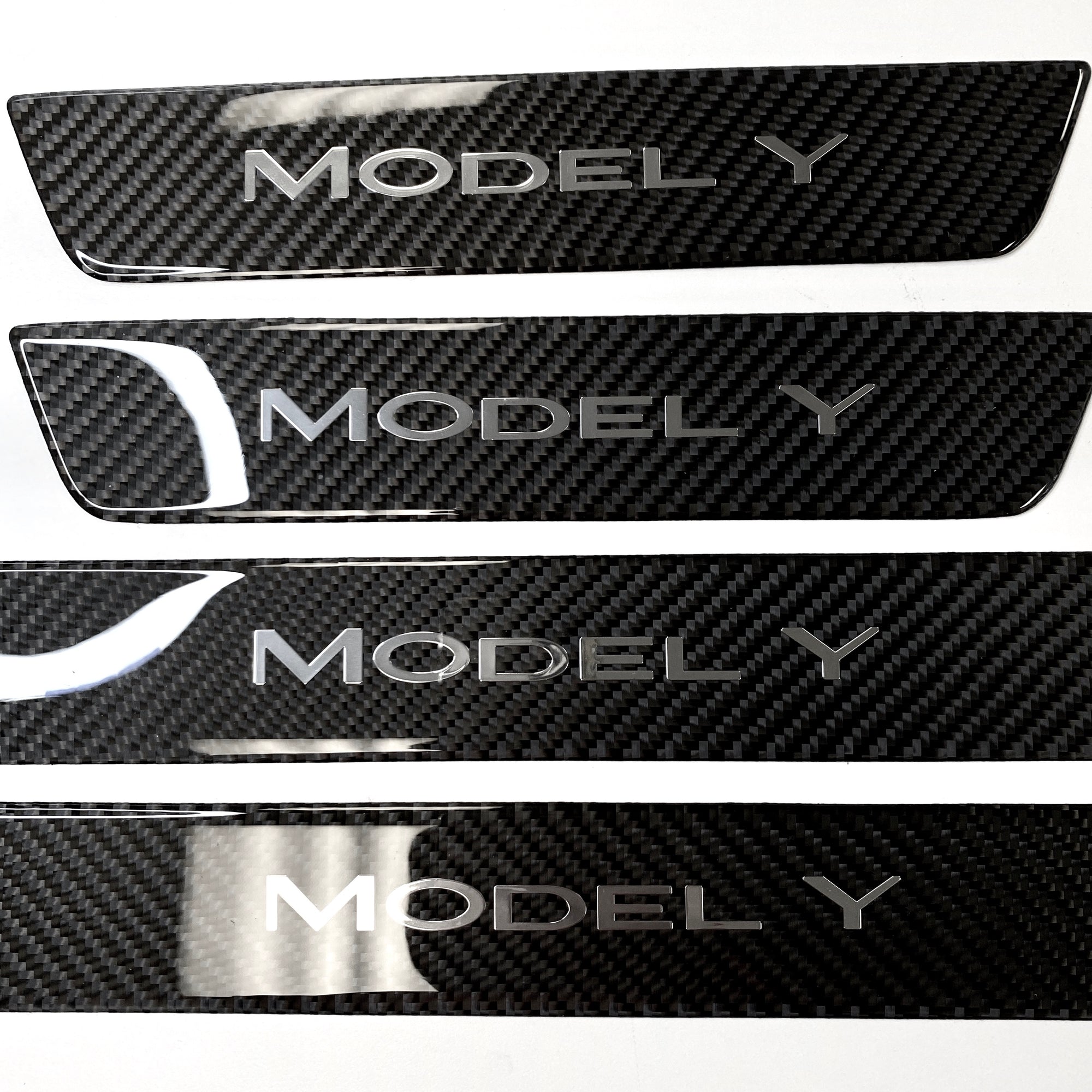 Model Y Door Sill Covers Front &amp; Rear (1 Pair) - Flexible Urethane Carbon Fiber