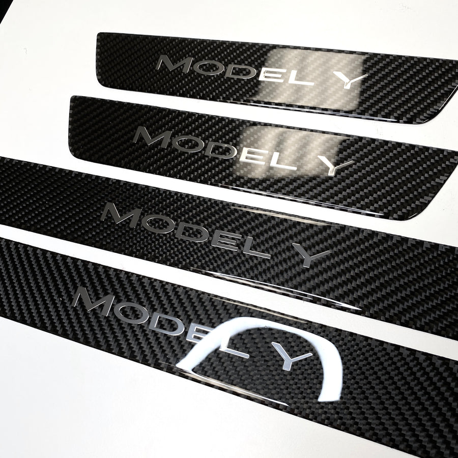 Model Y Molded Carbon Fiber Molded Door Sill Covers (1 Pair)