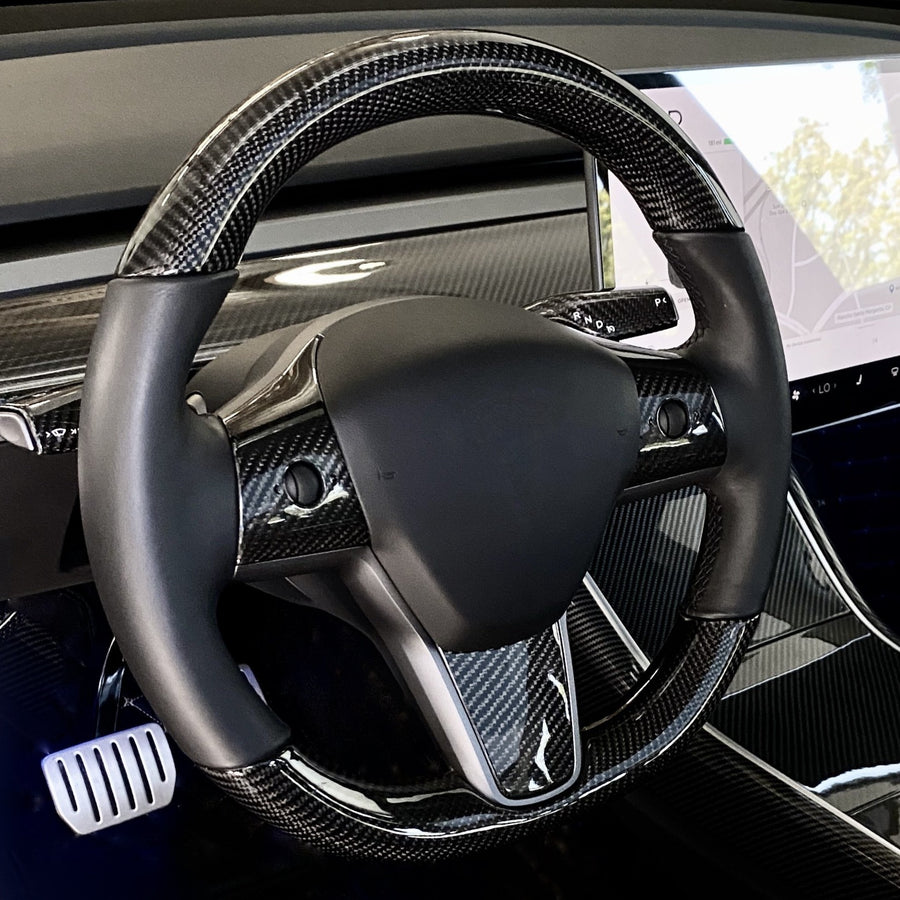 Model 3 & Y - Standard Steering wheel - Real Molded Carbon Fiber